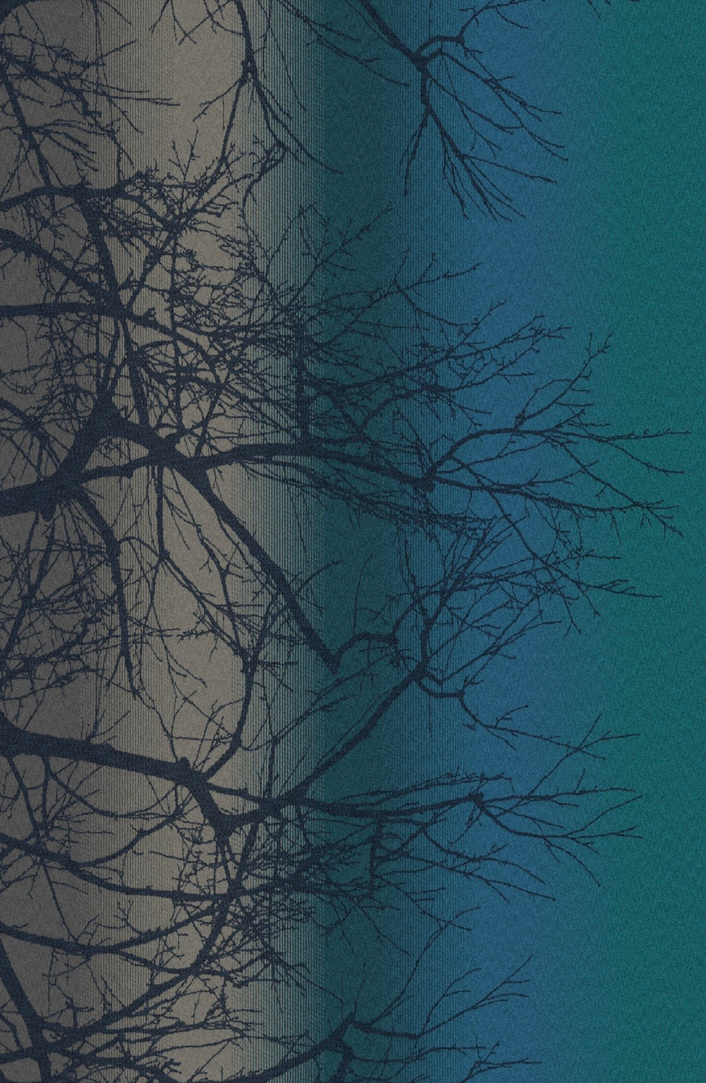 Wildwood Reflection - Mill Mock Up Photos -  TEAL Grad Wildwood with Blue/Grey Organic Cotton Weft - Preorder items now!