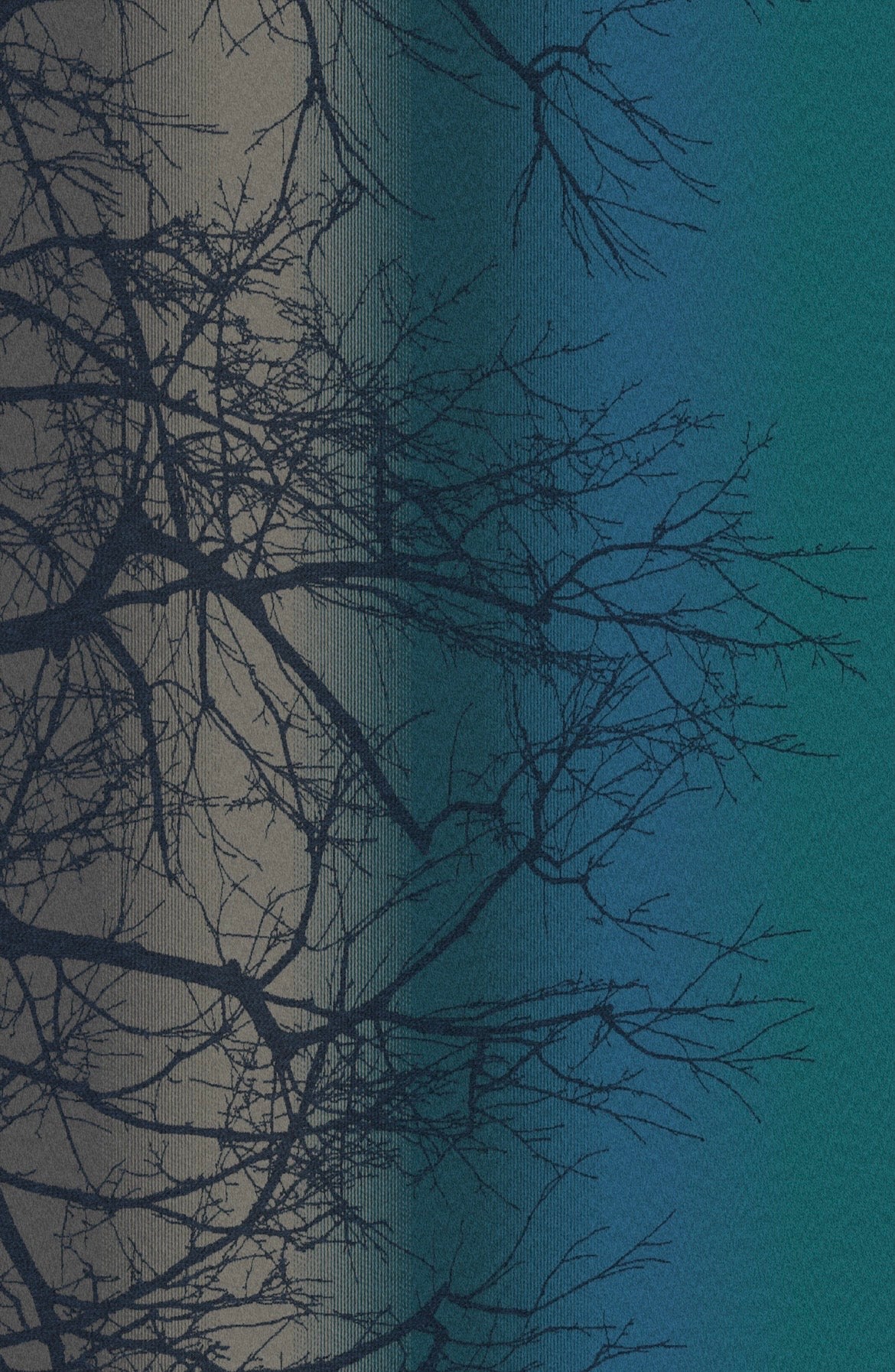 Wildwood Reflection - Mill Mock Up Photos -  TEAL Grad Wildwood with Blue/Grey Organic Cotton Weft - Preorder items now!