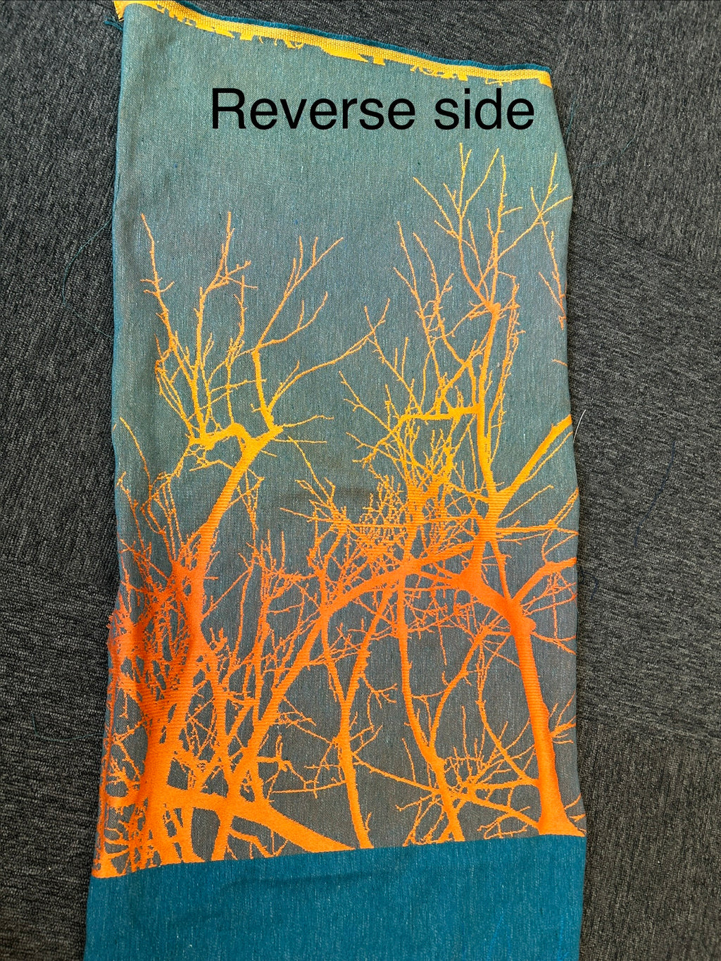 Wildwood Rebirth - Mill Mock Up Photos -  SUNSET ORANGE Grad Wildwood with Teal Linen Weft - Preorder items now!