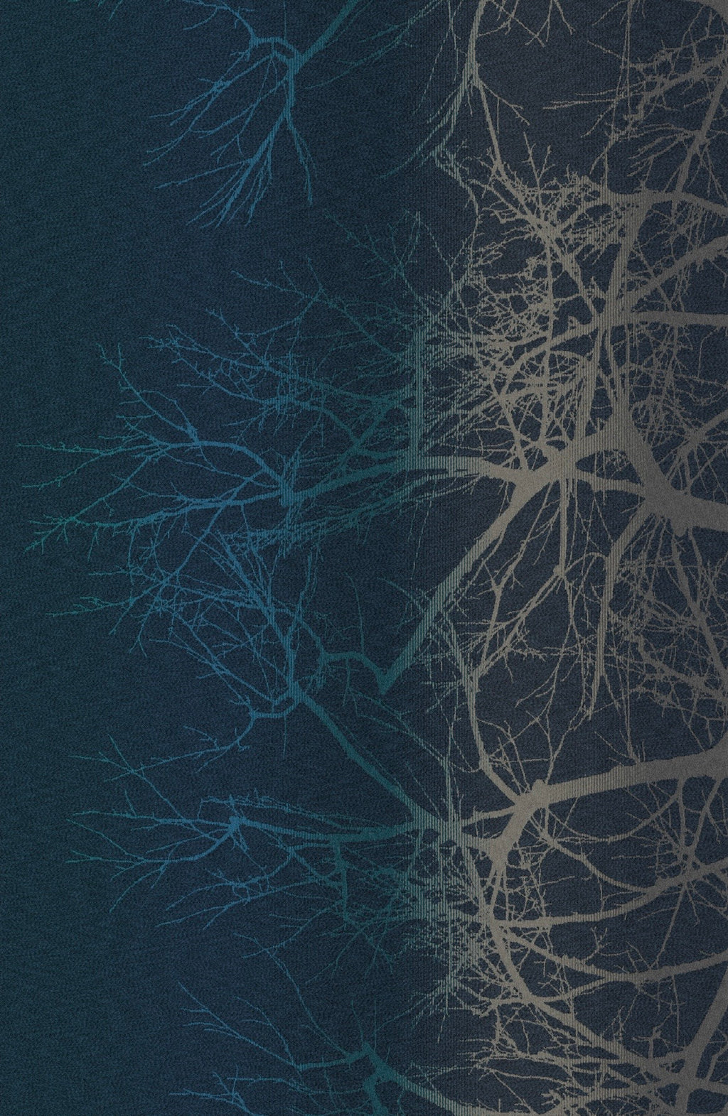 Wildwood Reflection - Mill Mock Up Photos -  TEAL Grad Wildwood with Blue/Grey Organic Cotton Weft - Preorder items now!