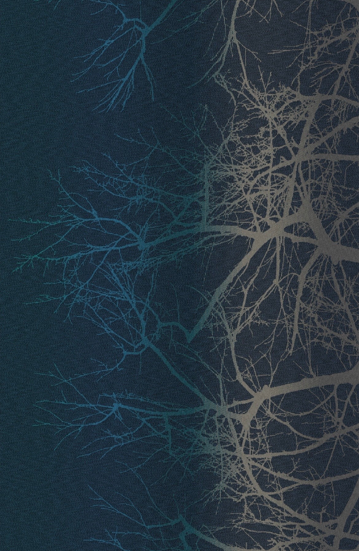 Wildwood Reflection - Mill Mock Up Photos -  TEAL Grad Wildwood with Blue/Grey Organic Cotton Weft - Preorder items now!